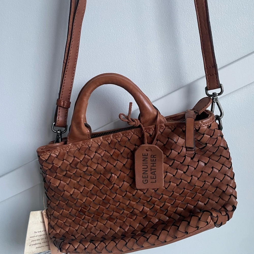 Woven Braided HANDMADE GENUINE LEATHER  BAG, VINTAGE LOOK BY ARTISANS IN INDIA - Picture 2 of 14